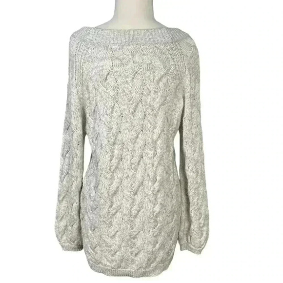 MERONA Cable Knit Sweater Oversized Fit Size Small Grey Cotton Blend - Picture 1 of 8